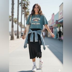 OLD NAVY Slip Skirt Black Solid Midi Satin-Look Size Small S